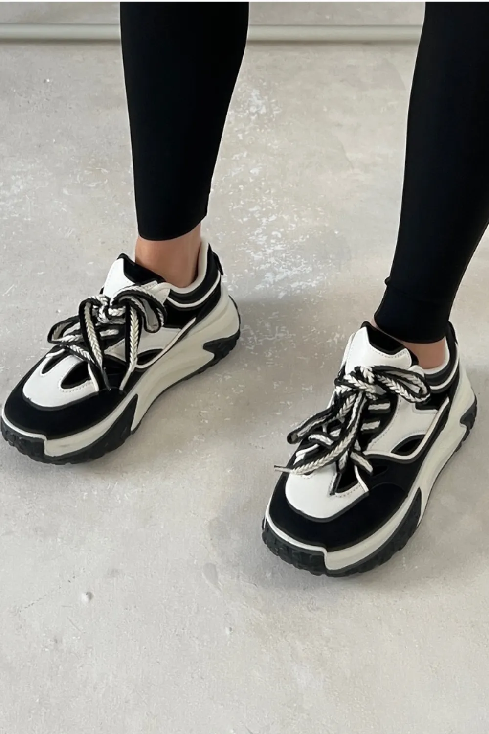 Alex black and white trainers