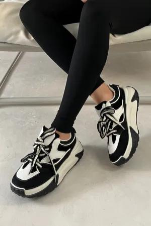 Alex black and white trainers