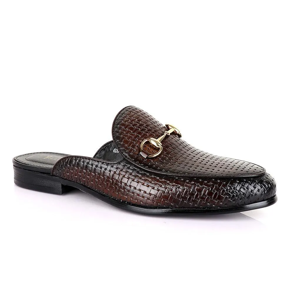 Billionaire Chain Mole Coffee Leather Half Shoe