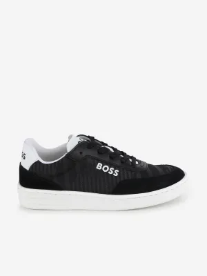 BOSS Boys Suede Logo Trainers in Black