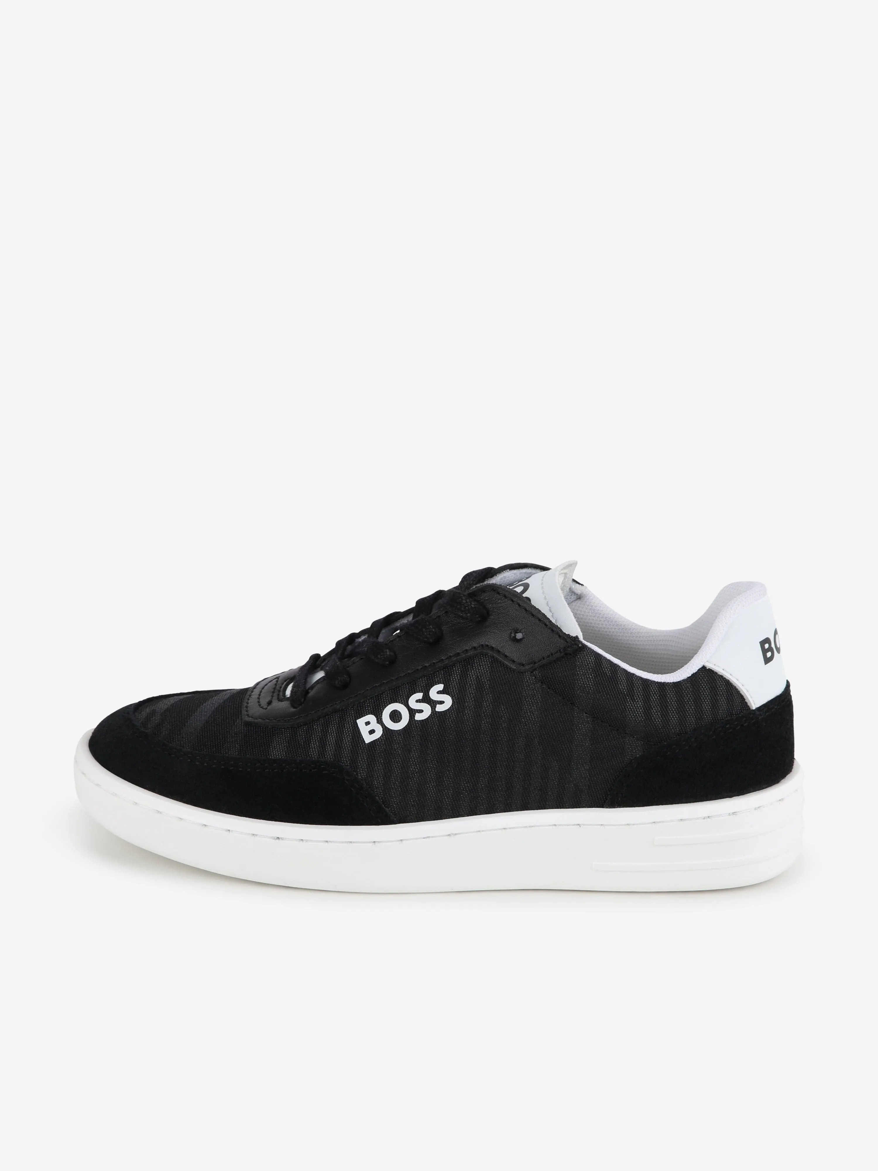 BOSS Boys Suede Logo Trainers in Black