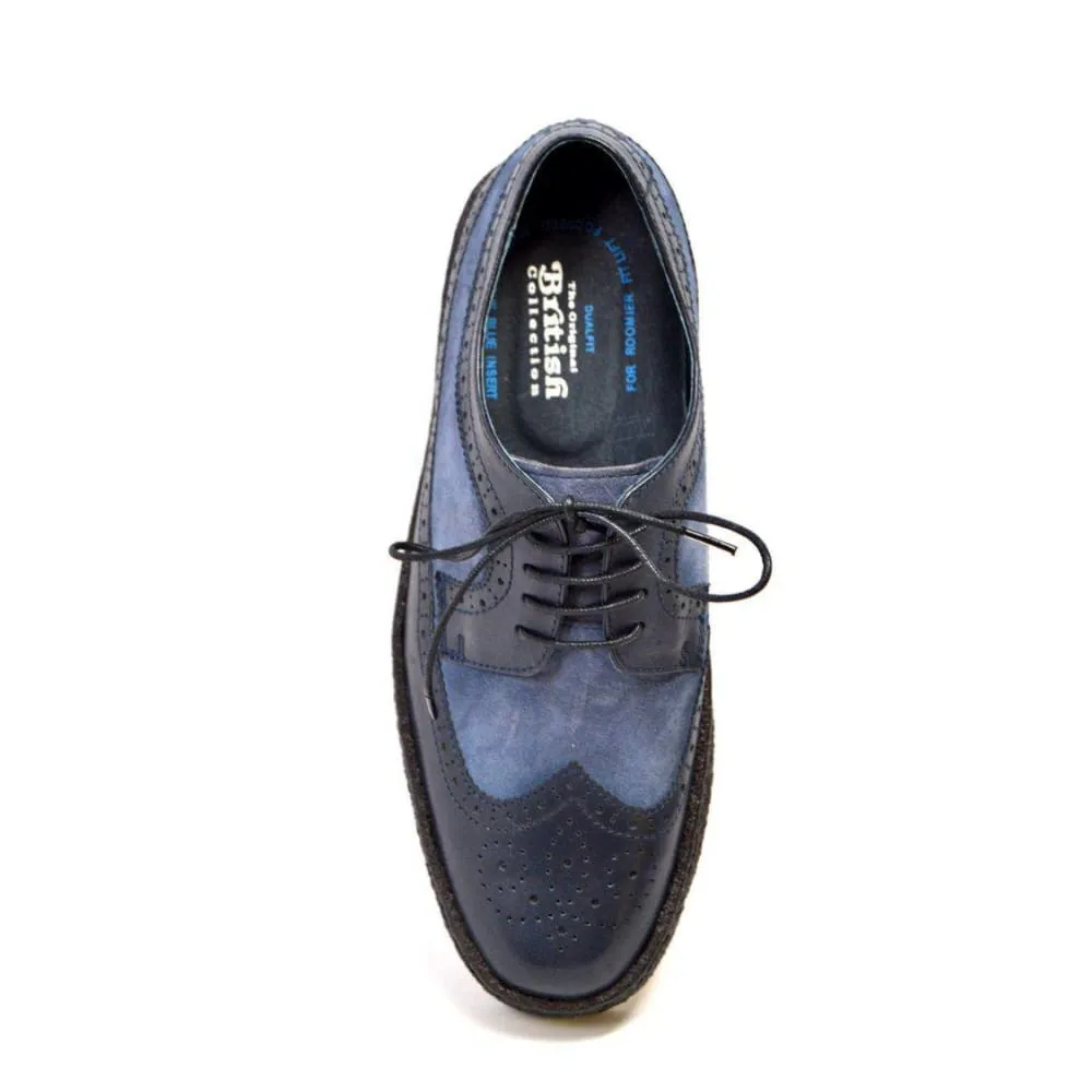 British Walkers Playboy Wingtips Men's Navy Blue Leather Crepe Sole Low Tops