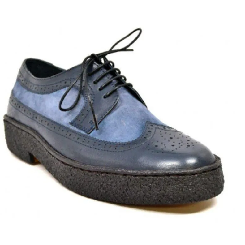 British Walkers Playboy Wingtips Men's Navy Blue Leather Crepe Sole Low Tops