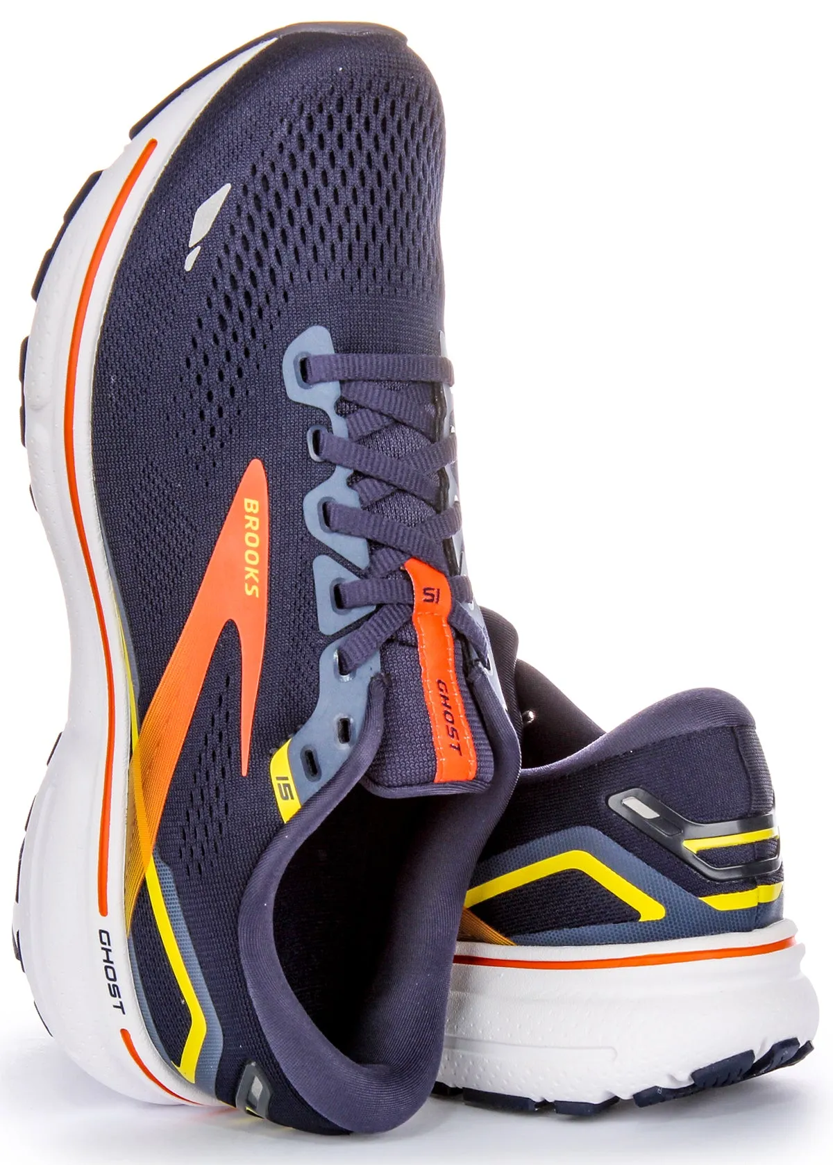 Brooks Ghost 15 In Navy Orange For Men | Medium Fit