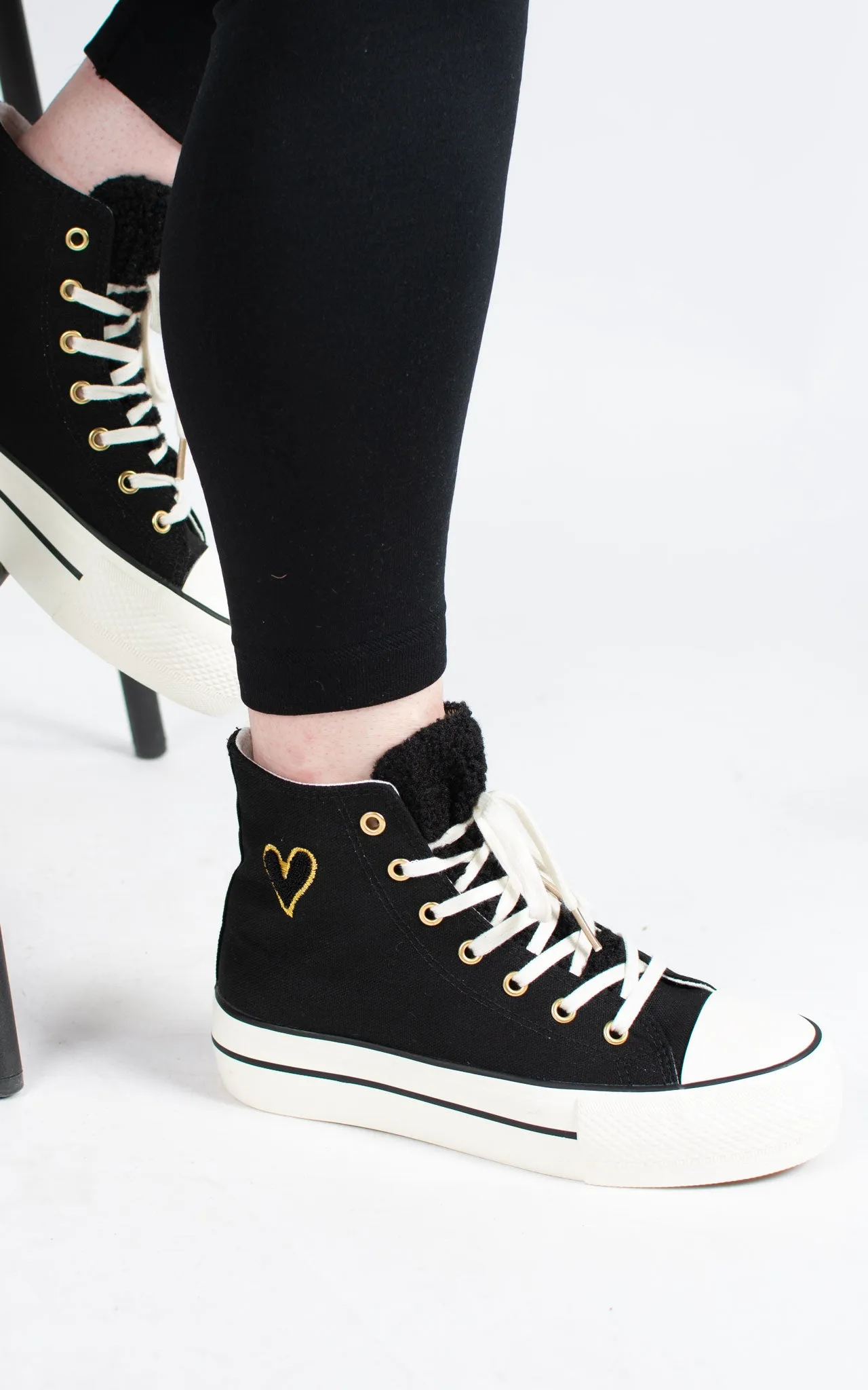 Connie Trainer | Platform High Top | Black