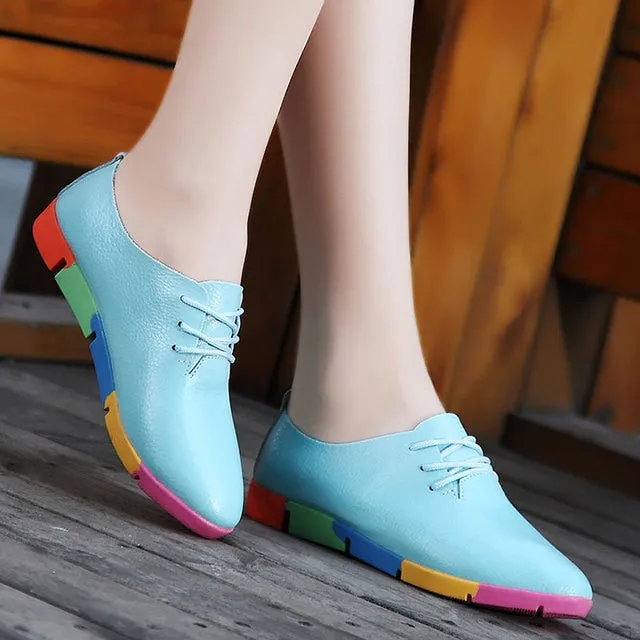 Flat shoes | Colored sole | Ladies loafers Leathers Shoes | Durable Gifts for women | Ladies Sneakers