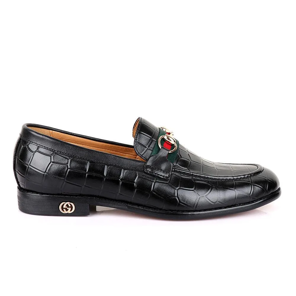 Gc Luxury Croc Chain Black Leather Shoe