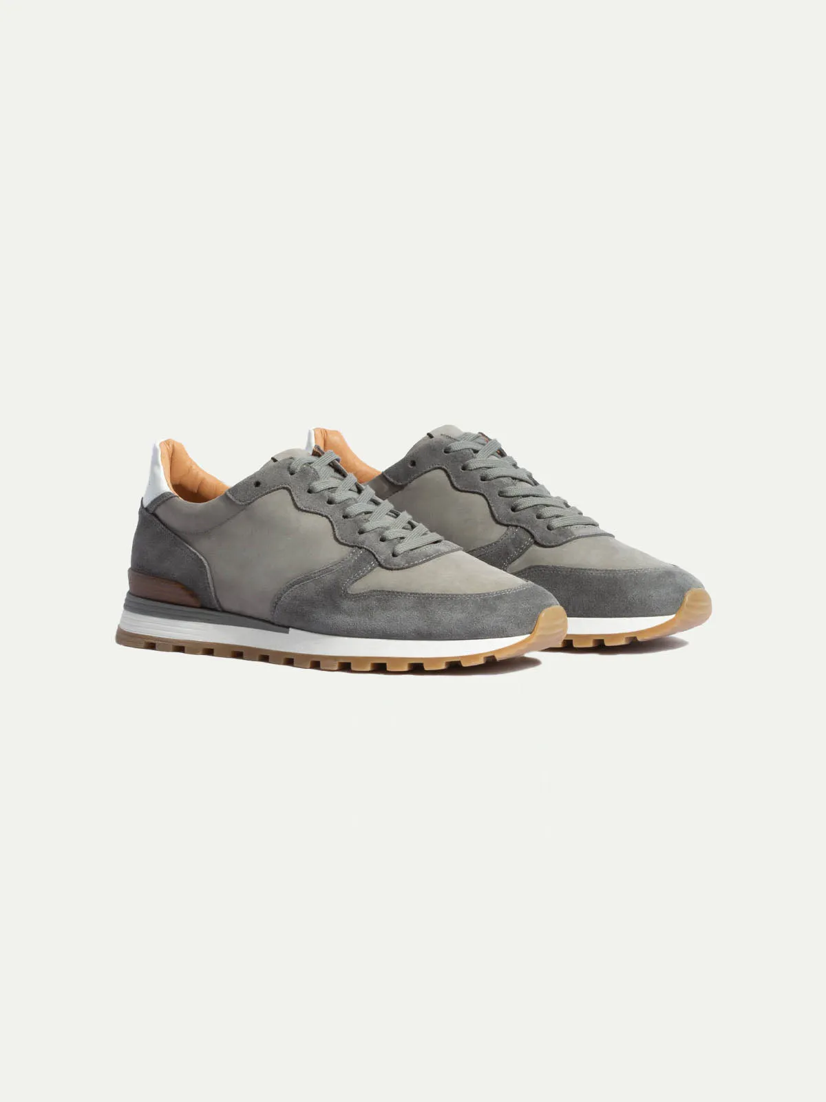 Grey nabuk and suede runners - Made In Italy