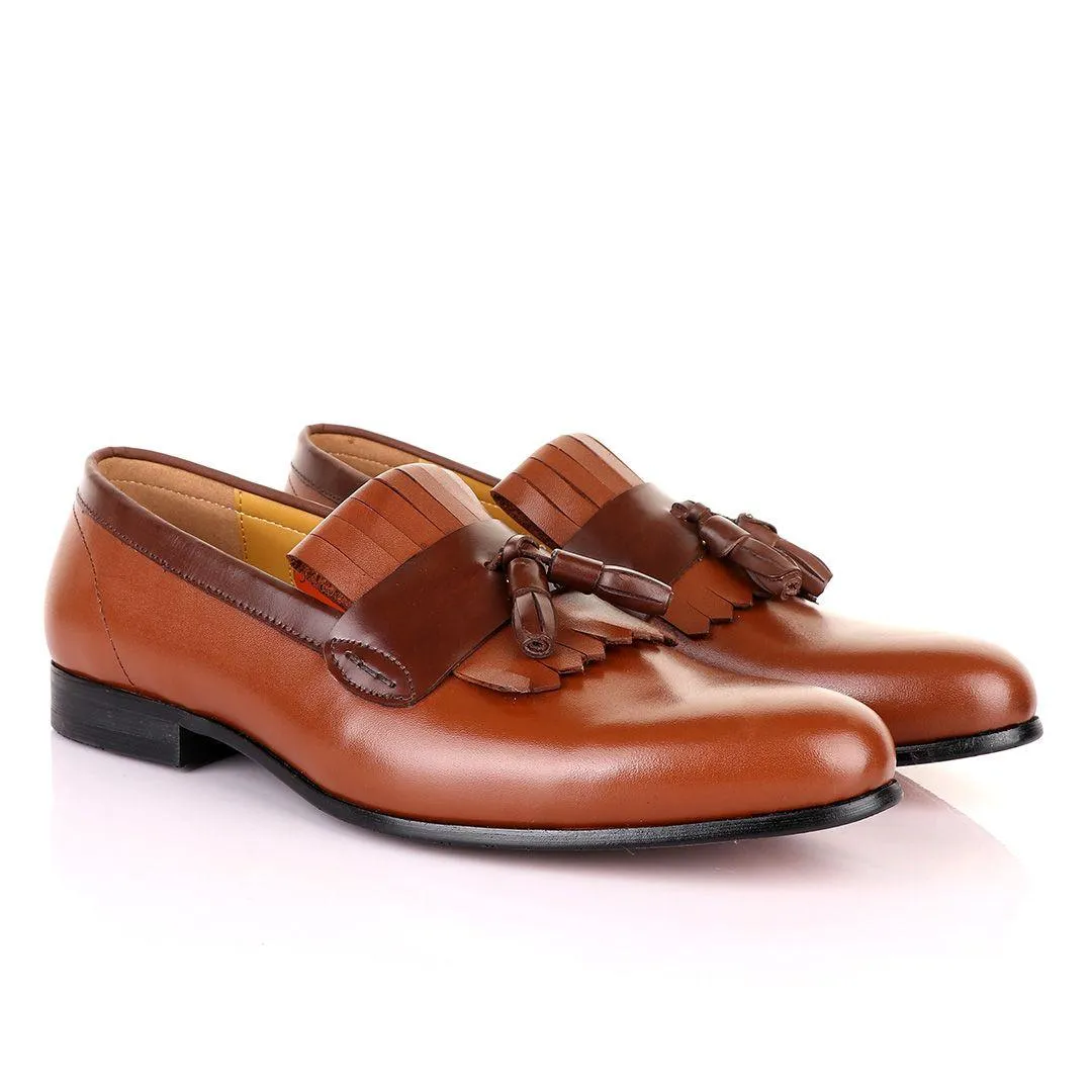 John Mendson Brown Leather Tassel Loafers