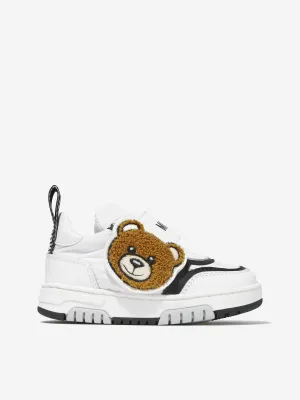 Moschino Boys Leather Teddy Patch Logo Trainers