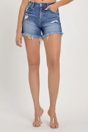 RISEN High Waist Ripped Denim Shorts