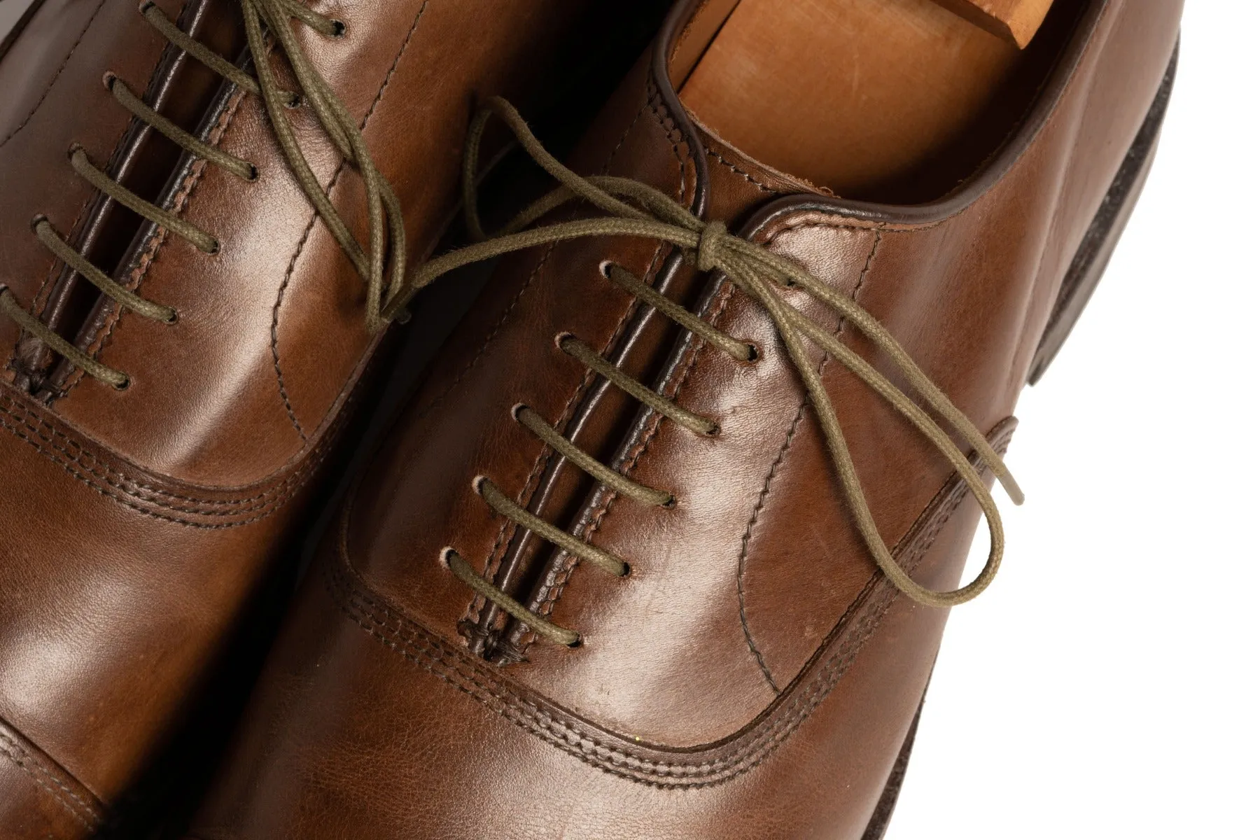 Round Military Green Waxed Cotton Shoelaces