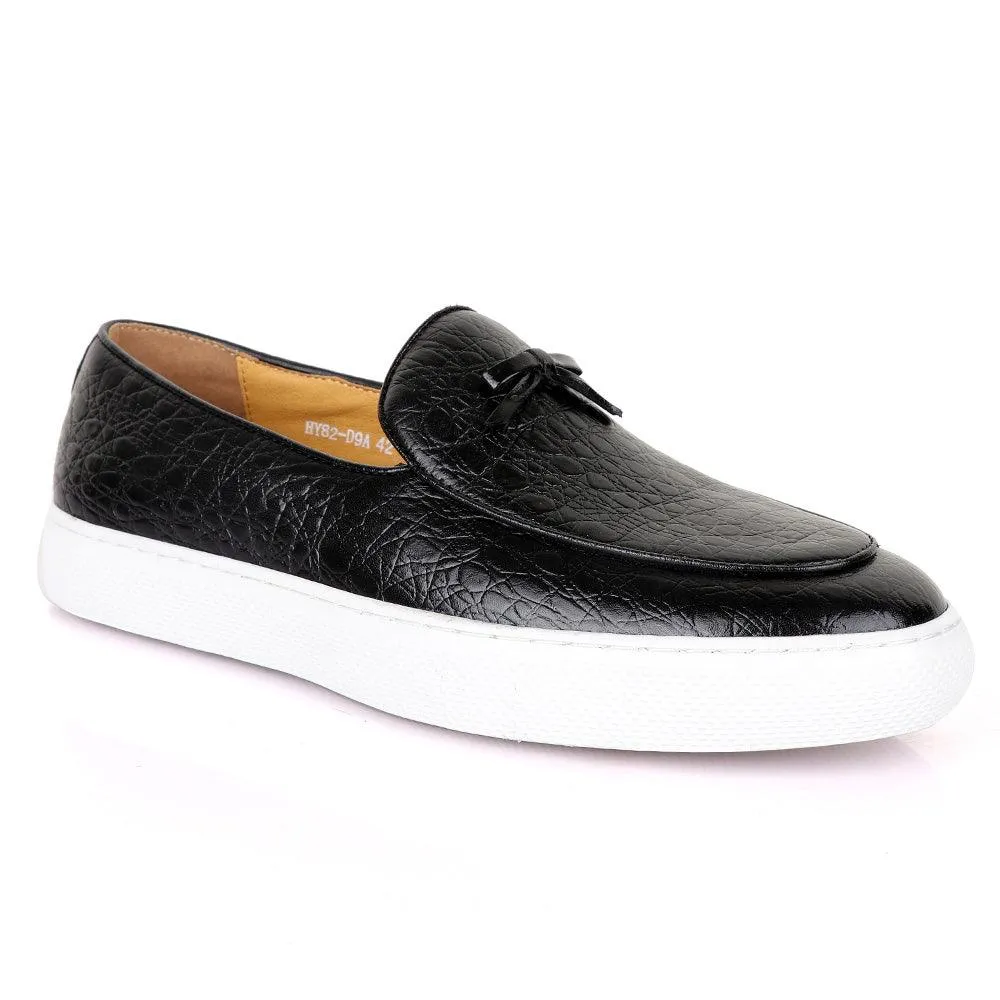 Terry Taylors Exotic Black Leather Sneaker Shoe