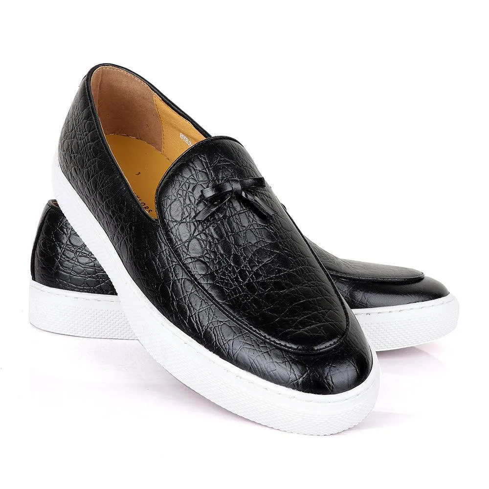 Terry Taylors Exotic Black Leather Sneaker Shoe