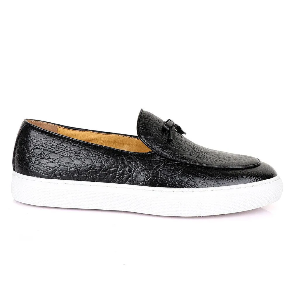 Terry Taylors Exotic Black Leather Sneaker Shoe