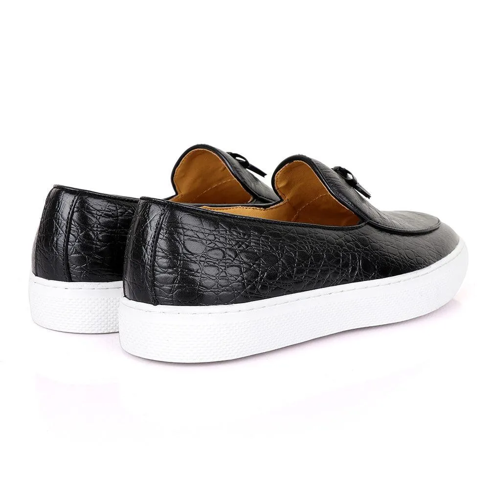 Terry Taylors Exotic Black Leather Sneaker Shoe