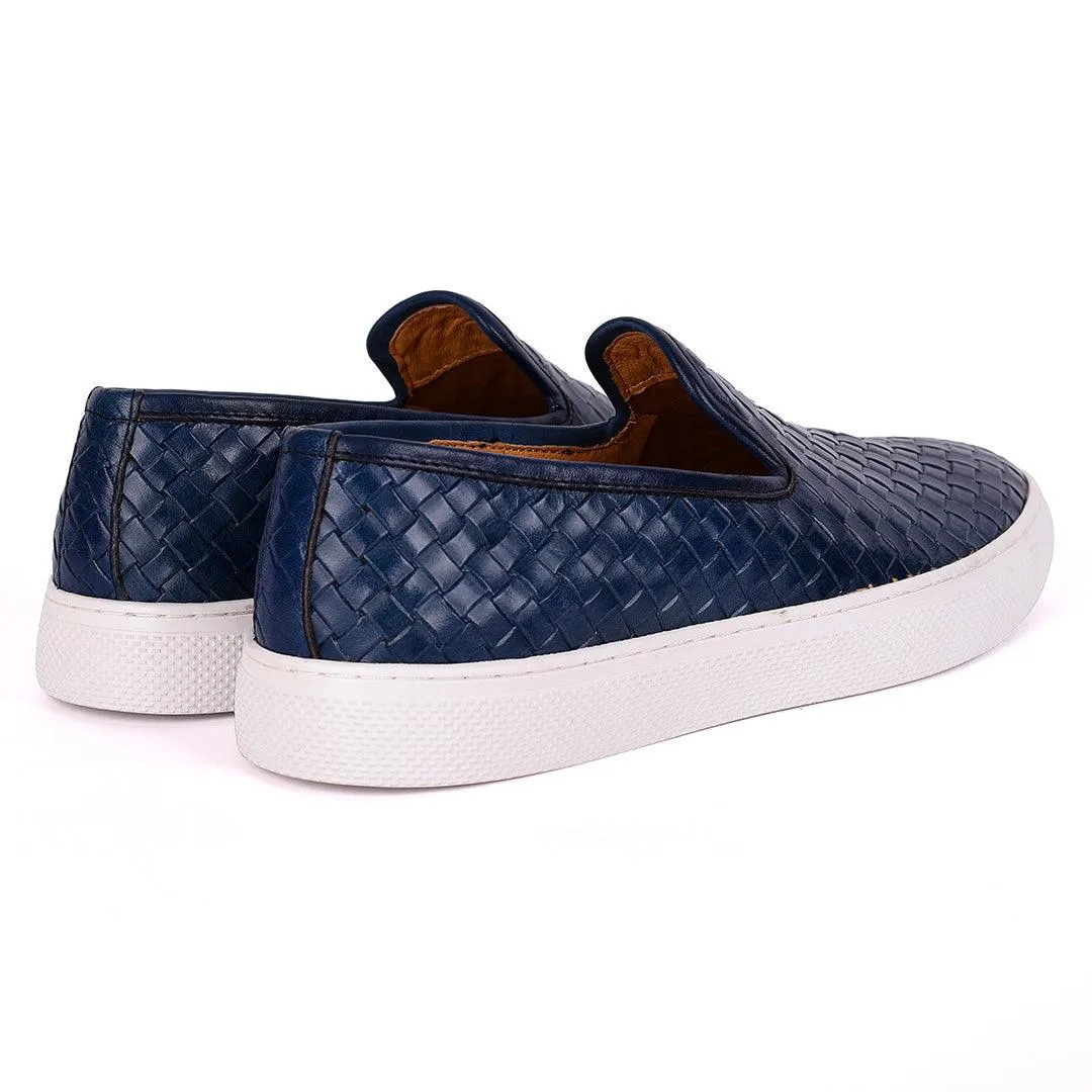 Terry Taylors  Full Woven Leather Corporate Sneaker-Royal Blue