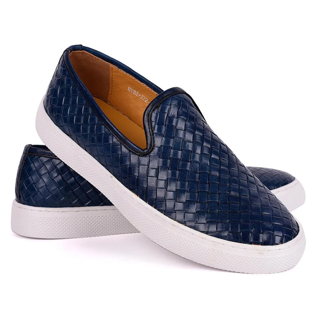 Terry Taylors  Full Woven Leather Corporate Sneaker-Royal Blue