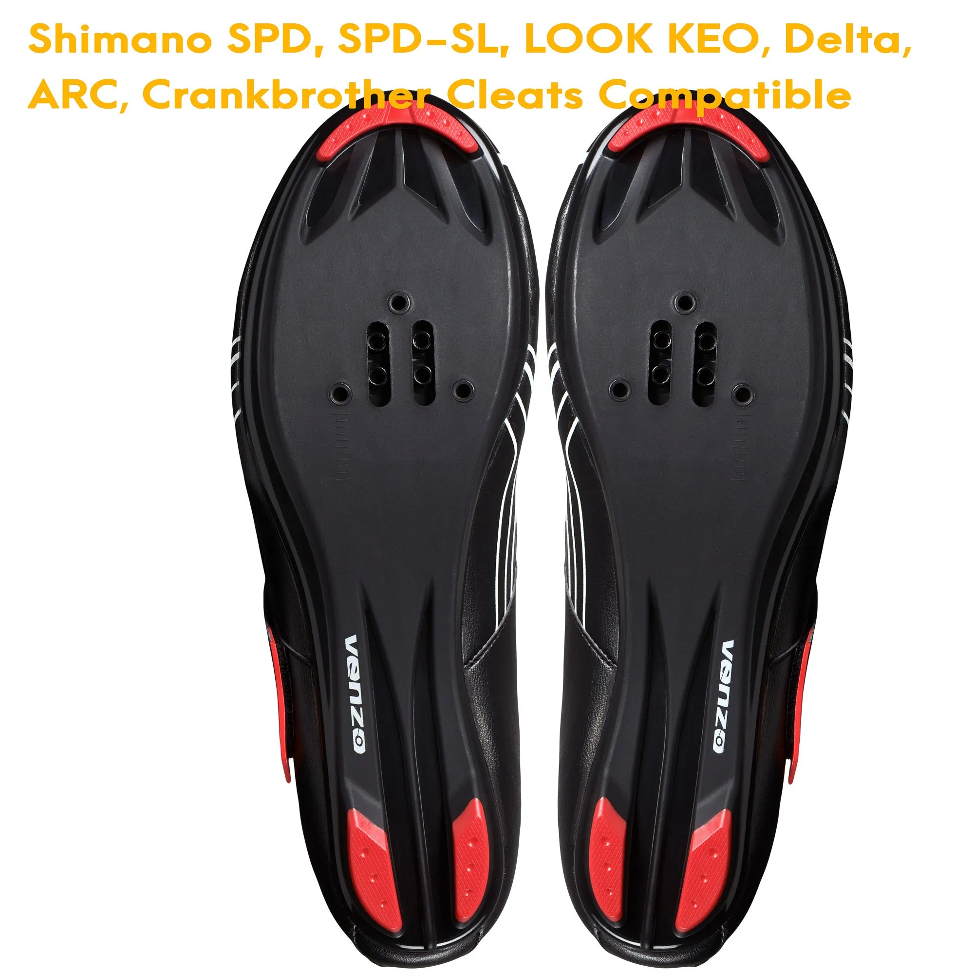 Venzo Bike Bicycle Road Cycling Triathlon Shoes with Clipless Pedals and Cleats - Look ARC Delta Compatible - Size 43