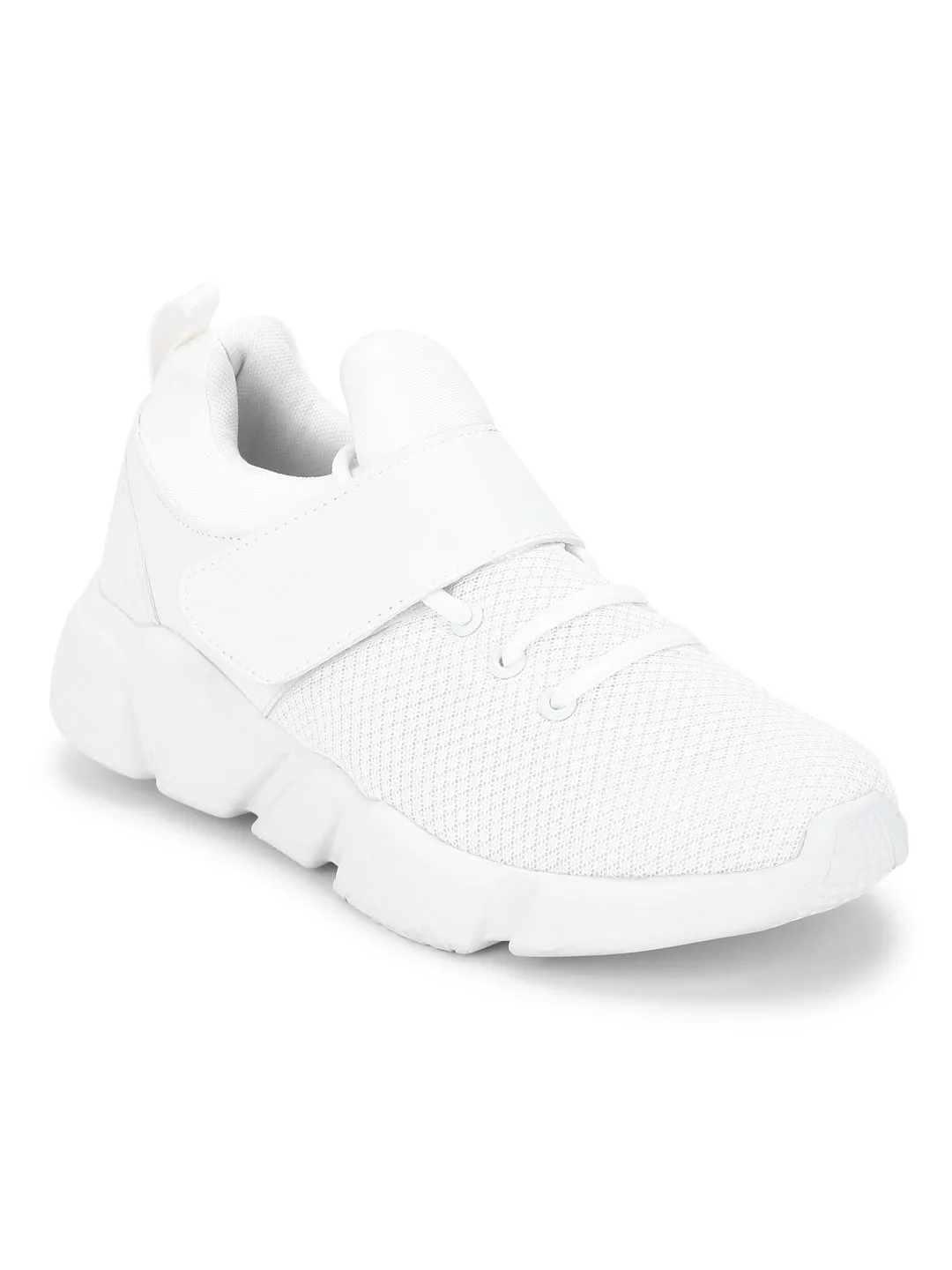 White PU Mesh Men Sneakers