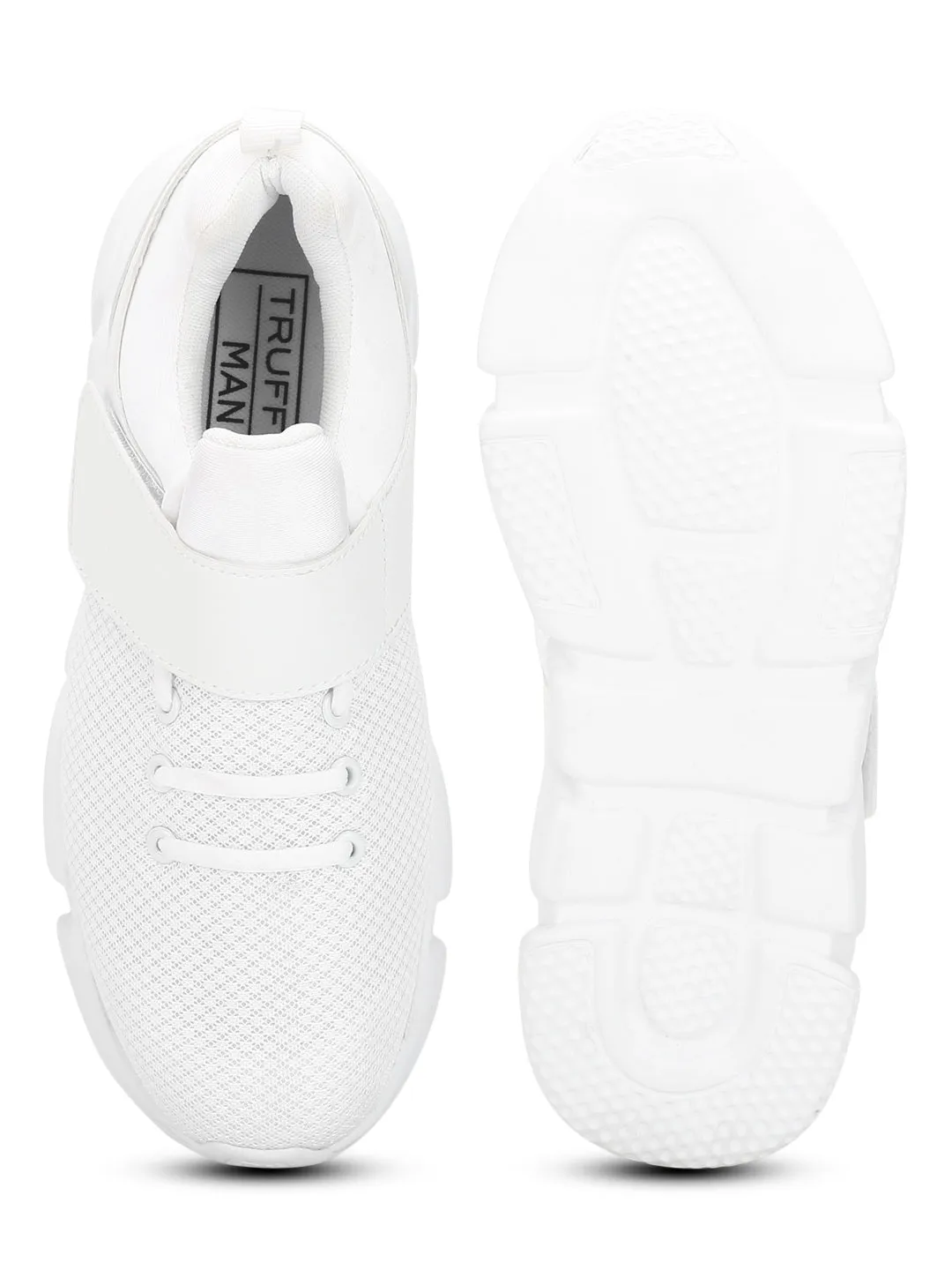 White PU Mesh Men Sneakers