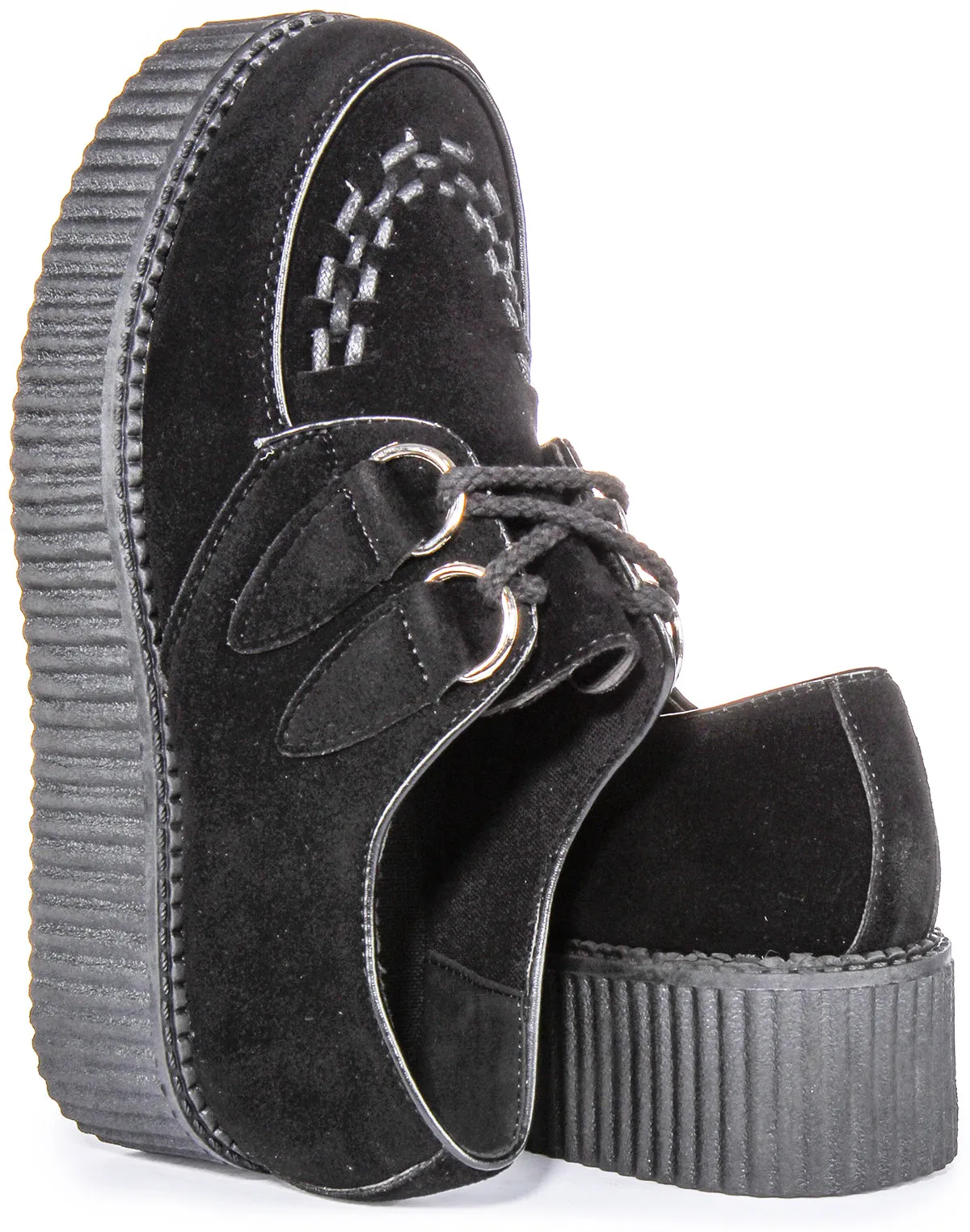 Womens Creeper Double Sole In Black Mono For Women