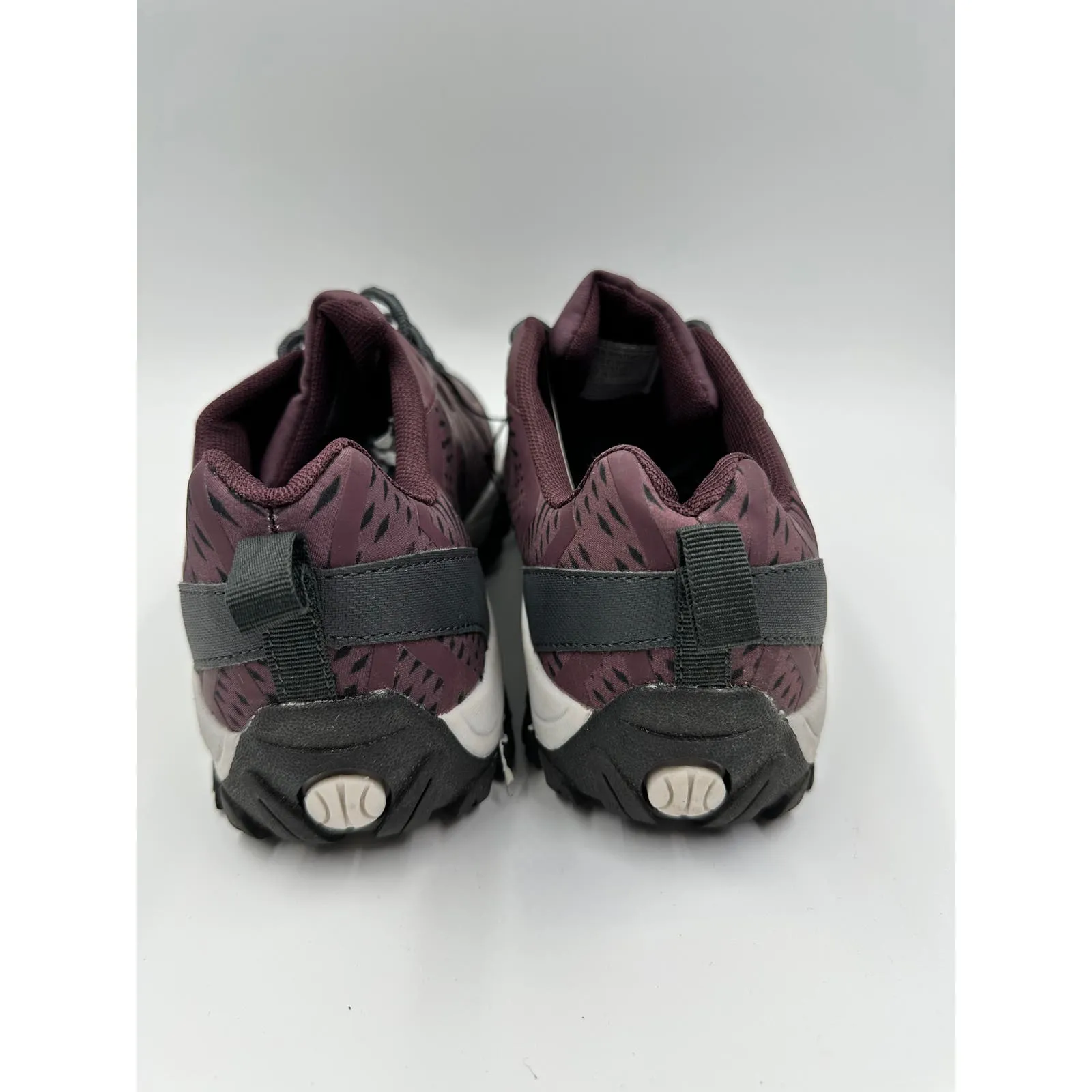 Women's Size 11, Burgundy and Black Low Top Hikers with Rugged Toe Cap and Tread